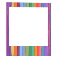 Square photo frame rainbow colorful vertical lines paint texture illistration