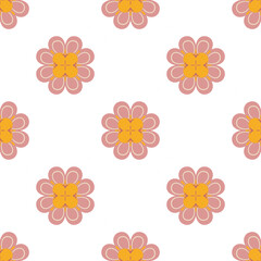 Seamless Pink and Yellow Floral Pattern – Digital Illustration Background
