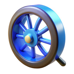 Obraz premium Blue wagon wheel isolated on transparent background