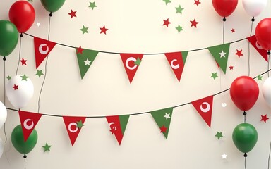 Decorations bunting flags for Oman national day holiday in flat design. Independence day or National day holiday concept. High quality
