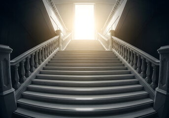 Obraz premium White Staircase Ascending into Bright Light