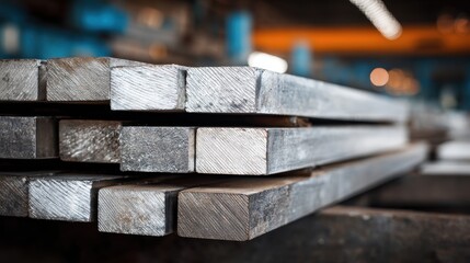 A 4K photo of stack of stainless flat bar.