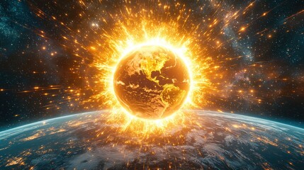 Earth ablaze in cosmic explosion