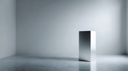 Fototapeta premium Minimalist metal podium in a clean white room