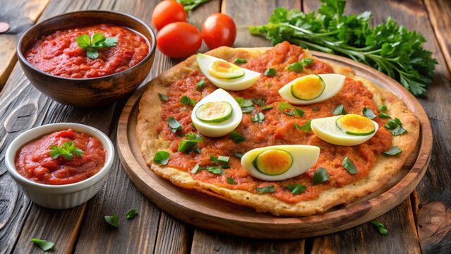 Malawach &ndash; Crispy fried Yemenite flatbread served with tomato dip, hard-boiled eggs.