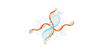 Naklejka premium Double helix dna and rna structure with molecular network background. Genetic engineering and genome analysis for biotech science.