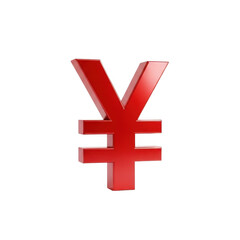 Obraz premium 3d red metallic yen symbol futuristic financial icon transparent background