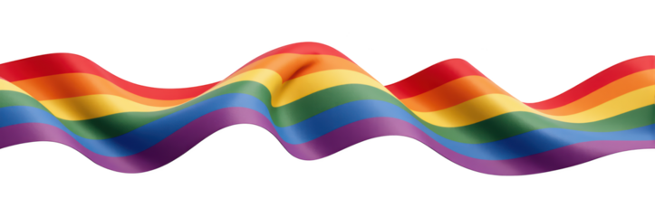 Colorful rainbow flag waving in vibrant display, symbolizing diversity and inclusivity. flowing design evokes sense of freedom and pride