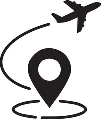 Travel Booking Icon Silhouette – Black & White Tourism Vector