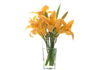 Minimal floral card with lilies and water glass