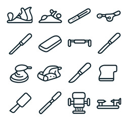 Obraz premium Linear surgery icon set featuring scalpel, gavel, soap, bandage, gurney, soap dispenser, bedpan