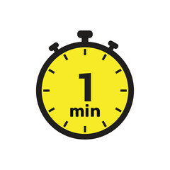 1 min clock icon vector number design illustration