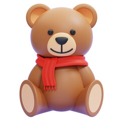 Cute teddy bear with red scarf
