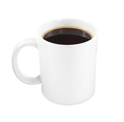 Tasty coffee in cup isolated on white