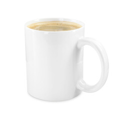 Tasty coffee in cup isolated on white