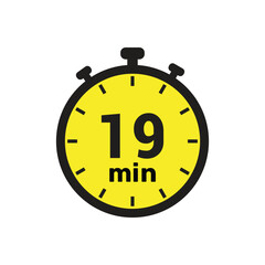 19 min clock icon vector number design illustration