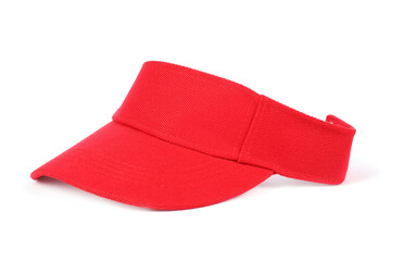 One red visor cap isolated on white. Mockup for design