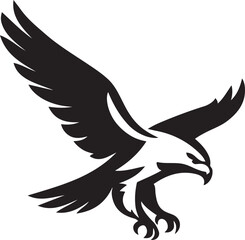 Hawk in flight silhouette falcon bird, Bird of prey black vector graphic