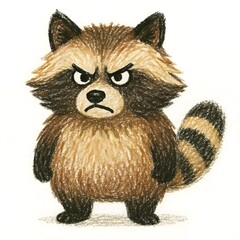 Fototapeta premium 너구리, 크레용 아트 일러스트, jpeg (Common raccoon dog, crayon art Illustration, jpeg)