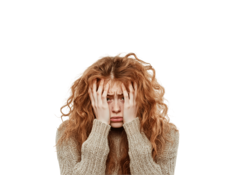 Sad young woman looking upset and troubled, expressing a negative mood and emotional distress