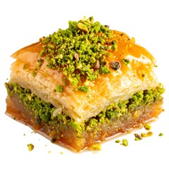 Sweet layered pastry topped with pistachios
