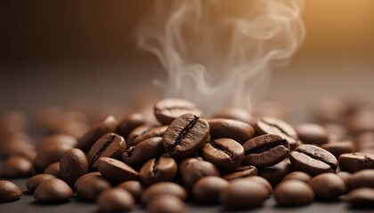 Frische Kaffeebohnen mit aufsteigendem Dampf
