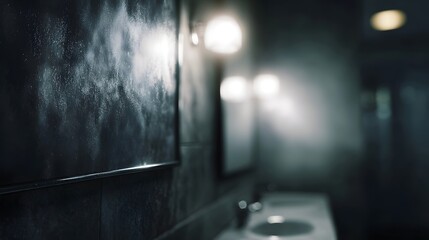 Fototapeta premium Foggy bathroom mirror with atmospheric lighting