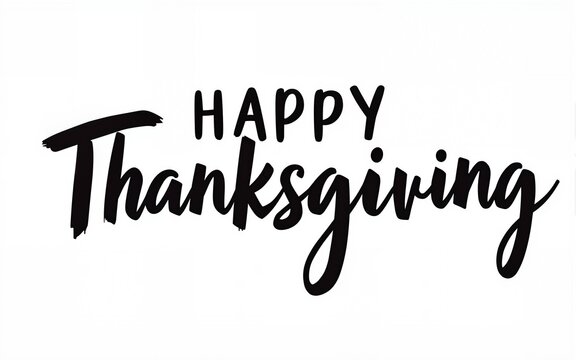 Happy thanksgiving brush hand lettering, isolated on white background. Calligraphy vector illustration. Can be used for holiday type design. High quality
