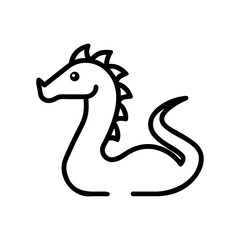 Obraz premium Simple dragon icon vector illustration. Cute mythological serpent creature line art graphic design element. Minimalist fantasy monster logo svg.