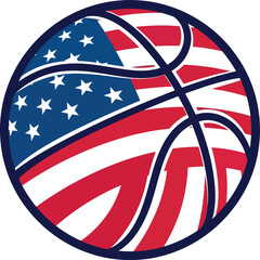 Obraz premium American Flag Basketball Vector Icon for Sports and Tournaments.