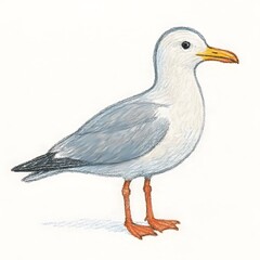 Obraz premium 갈매기, 크레용 아트 일러스트, jpeg (Sea mew, crayon art Illustration, jpeg) 