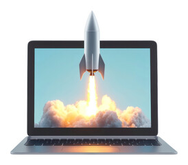 PNG Rocket taking off launch business concept.