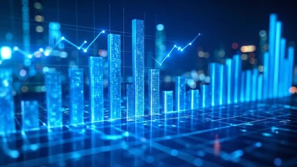 Dynamic animated financial charts in futuristic digital environment reflecting market analysis - Powered by Adobe