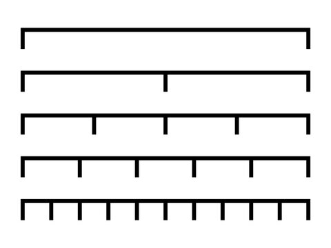 Black measurement scale bars vector set. Map symbol