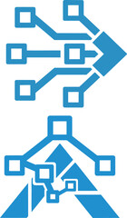 Obraz premium Abstract digital circuit diagrams in blue representing data flow, perfect for tech presentations