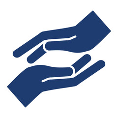 Helping Hand Icon In Blue Monochrome Flat Design, Vector Illustration