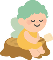 Cute Woodland Fairy on a Stump