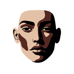 Abstract Face Illustration Minimalist Portrait in Brown Tones