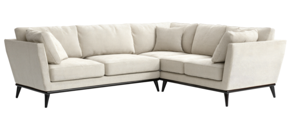 Cream sectional sofa with dark legs