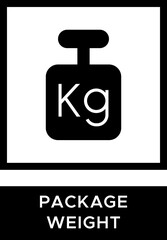 Package weight icon. Heavy package symbol. Cargo weight instruction label. Vector illustration. With Label Glyph Icon