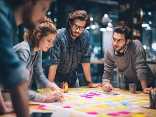 Fototapeta premium Dynamic collaboration in a professional workplace: Creative brainstorming and project management -