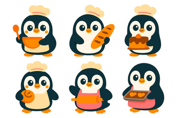 Fototapeta premium Adorable chef penguins baking delightful treats