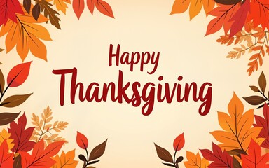 happy thanksgiving graphic design orange red floral background drawing cartoon. High quality