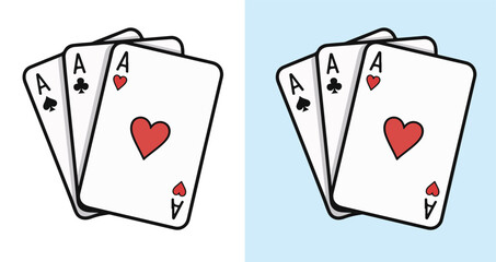 Obraz premium Hand drawn cartoon set of playing cards aces Vector