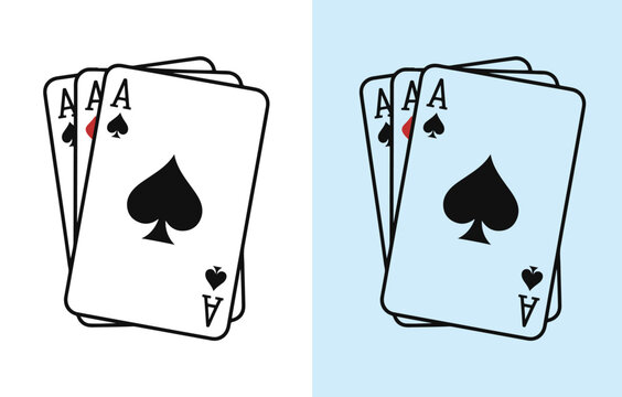 Hand drawn cartoon set of playing cards aces Vector