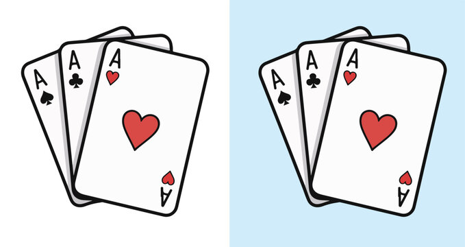 Hand drawn cartoon set of playing cards aces Vector