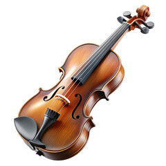 Fototapeta premium Wooden violin with bow isolated on transparent background