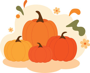 Pumpkins Autumn Harvest Vector Illustration