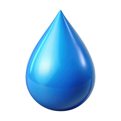 3d blue water drop isolated on transparent background