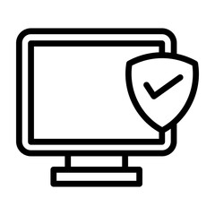 Laptop Insurance Shield Vector Line Icon Design